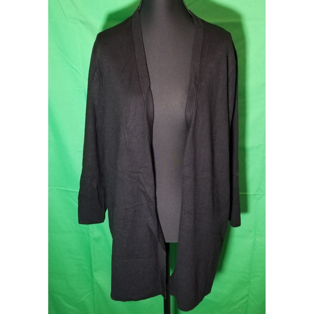 Lane Bryant Womens 18/20 Black Cardigan Sweater Retro Office Boho Hippie Cottage